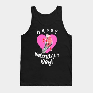 Happy Valentine's Day Galah Cockatoo Candy Cane Tank Top